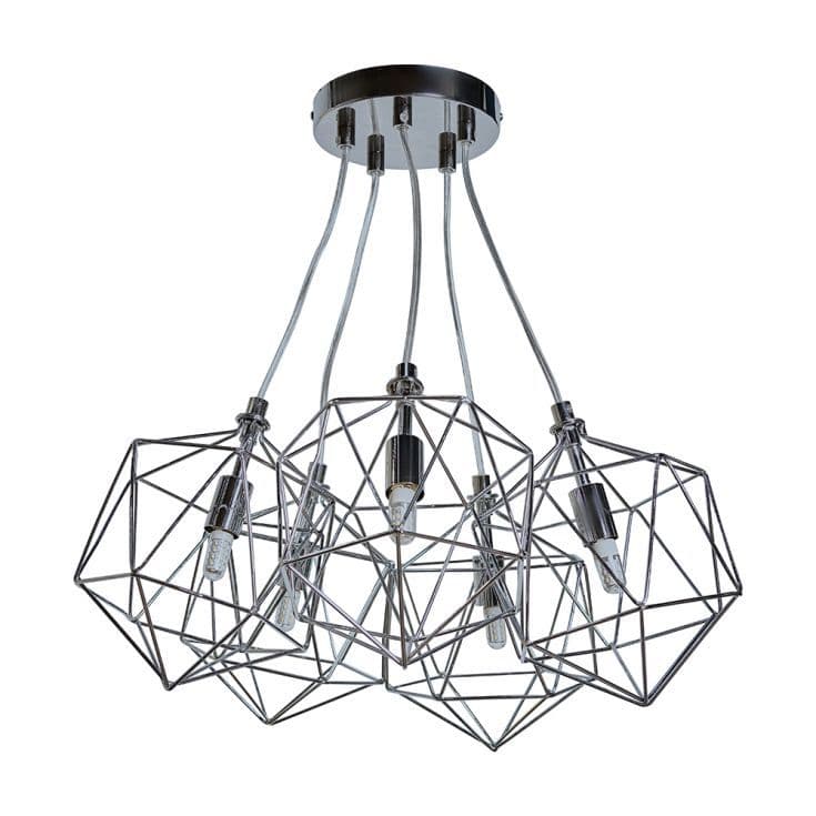 Jerome 5 Way G9 Chrome Wire Basket Pendant - Comet Lighting