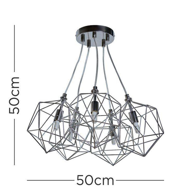 Jerome 5 Way G9 Chrome Wire Basket Pendant - Comet Lighting