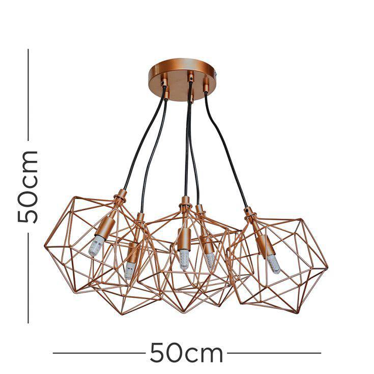 Jerome 5 Way G9 Copper Wire Basket Pendant - Comet Lighting