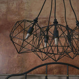 Jerome 5 Way G9 Matt Black Wire Basket Pendant - Comet Lighting