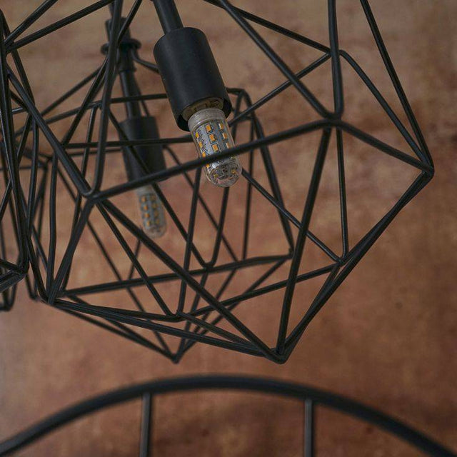 Jerome 5 Way G9 Matt Black Wire Basket Pendant - Comet Lighting