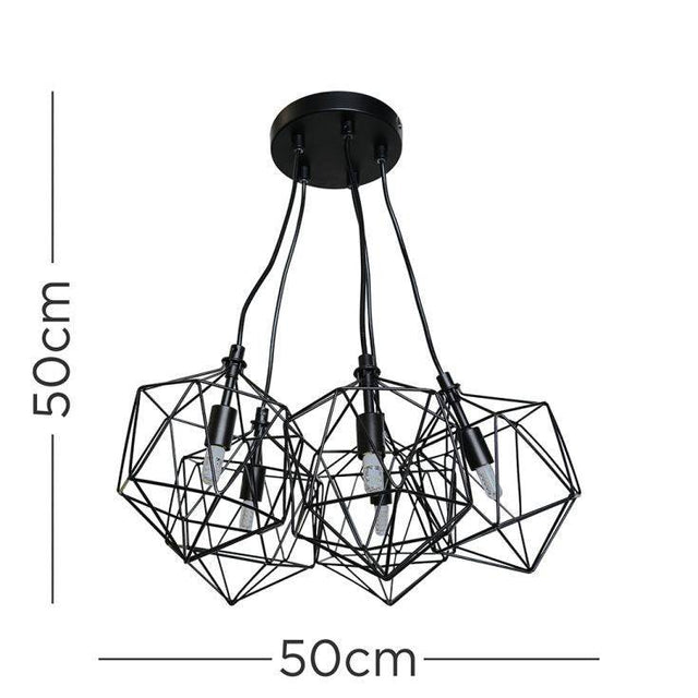 Jerome 5 Way G9 Matt Black Wire Basket Pendant - Comet Lighting