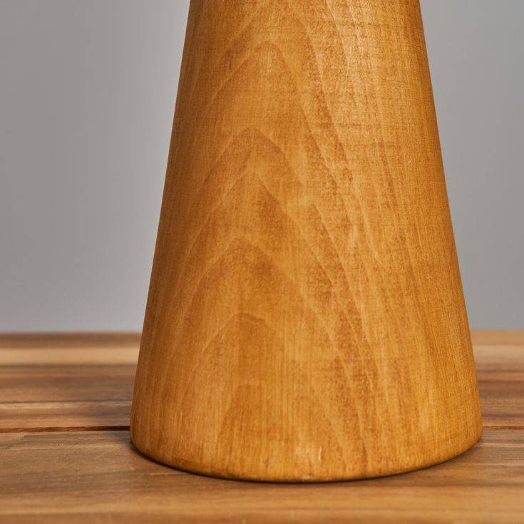 Juno Natural Wooden Cone Shaped Table Lamp - Comet Lighting