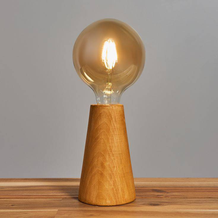 Juno Natural Wooden Cone Shaped Table Lamp - Comet Lighting