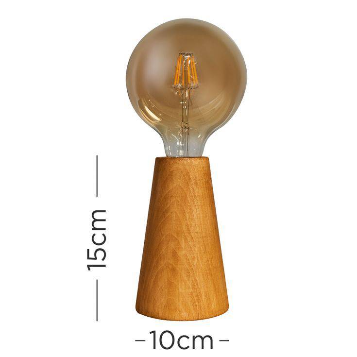 Juno Natural Wooden Cone Shaped Table Lamp - Comet Lighting