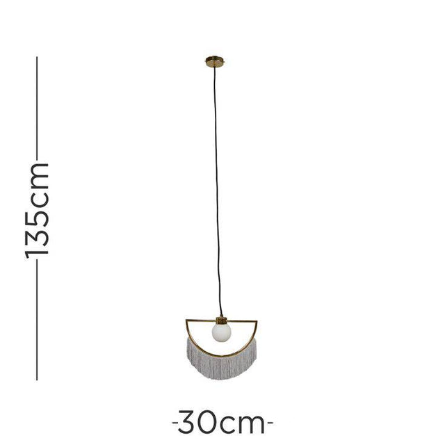 Jupiter G9 Polished Brass Ceiling Light With Grey Tassels - Comet Lighting