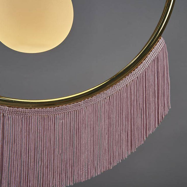 Jupiter G9 Polished Brass Ceiling Light With Pink Tassels - Comet Lighting