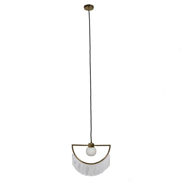 Jupiter G9 Polished Brass Ceiling Light With White Tassels - Comet Lighting