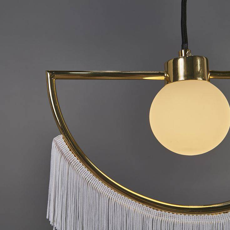 Jupiter G9 Polished Brass Ceiling Light With White Tassels - Comet Lighting