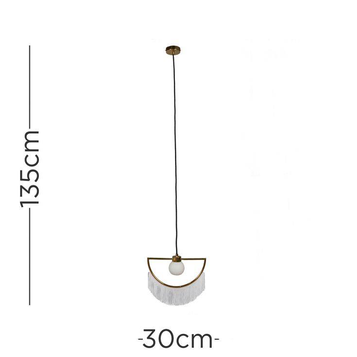 Jupiter G9 Polished Brass Ceiling Light With White Tassels - Comet Lighting