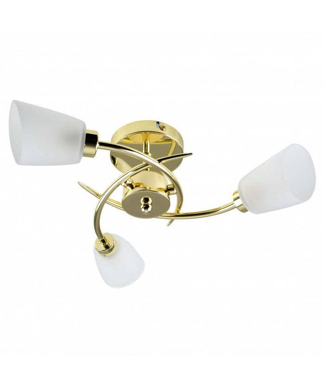 Kavio 3 Way Polished Brass Ceiling Light Glass - Comet Lighting