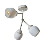 Kenton Aged Metal Effect 3 Way Ceiling Light With White Glass Shades - Comet Lighting