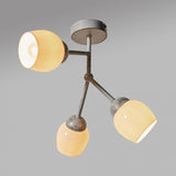 Kenton Aged Metal Effect 3 Way Ceiling Light With White Glass Shades - Comet Lighting