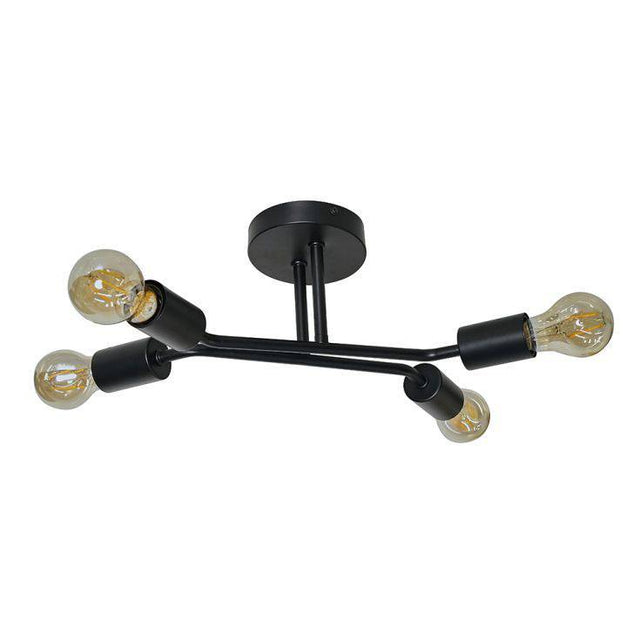 Kravits Matt Black 4 Way Semi Flush Ceiling Light - Comet Lighting