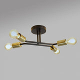 Kravits Matt Black And Gold 4 Way Semi Flush Ceiling Light - Comet Lighting