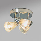 Kromar IP44 3 Way Chrome Round Ceiling Light Glass Shades - Comet Lighting