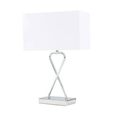 Kuros Table Lamp In Chrome With Rectangular Shade - Comet Lighting