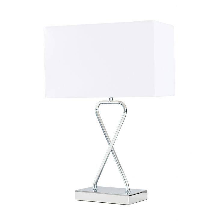 Kuros Table Lamp In Chrome With Rectangular Shade - Comet Lighting