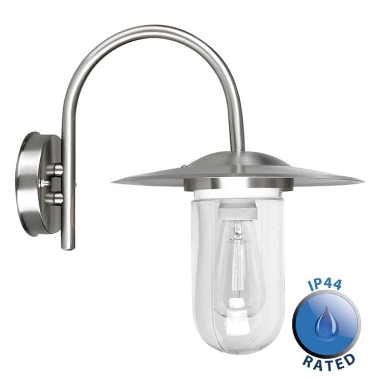 Lancaster 60W IP44 Stainless Steel Swan Wall Lantern - Comet Lighting