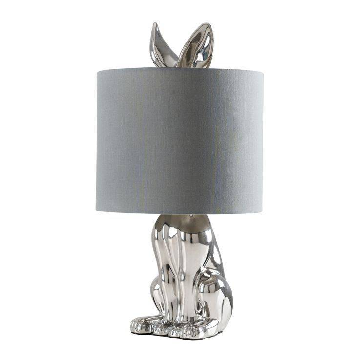 Lepus Chrome Table Lamp With Grey Shade - Comet Lighting