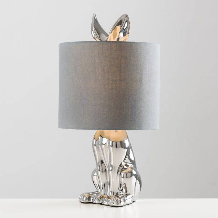 Lepus Chrome Table Lamp With Grey Shade - Comet Lighting