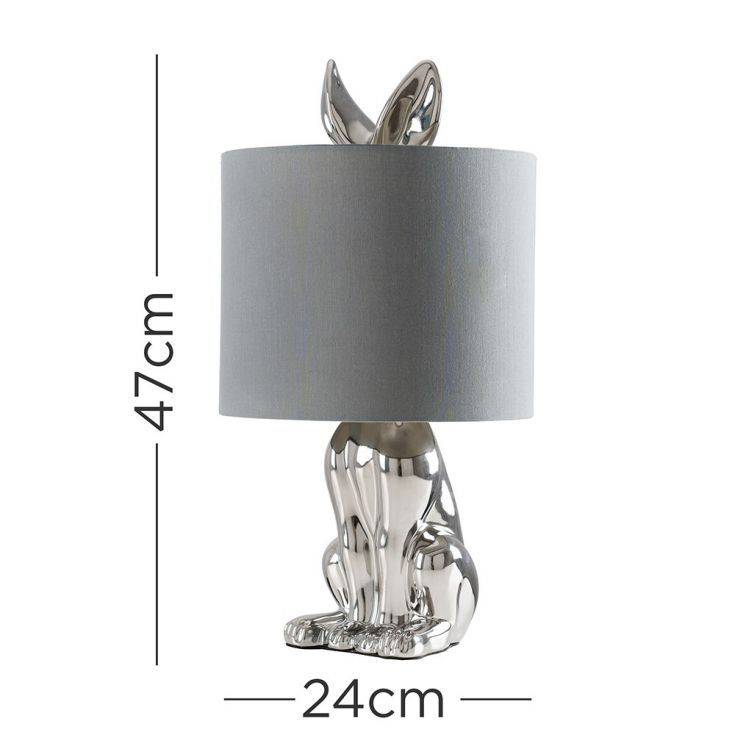 Lepus Chrome Table Lamp With Grey Shade - Comet Lighting