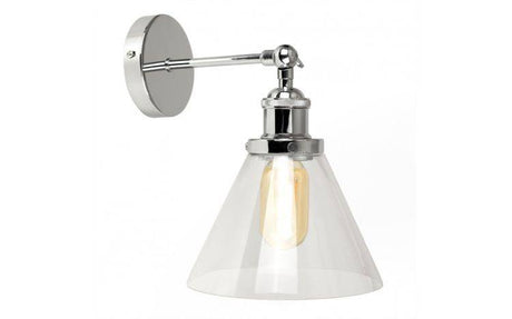 Lloyd Chrome Wall Light Glass Coolie Shade - Comet Lighting