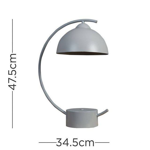 Lua Cool Grey Metal E14 Curve Table Lamp - Comet Lighting