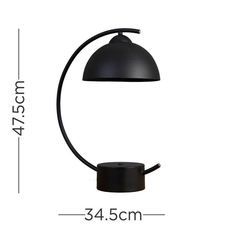 Lua Matt Black Metal E14 Curve Table Lamp - Comet Lighting