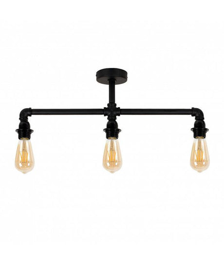 Luiggi Matt Black Steam Punk 3 Way Bar Ceiling Light - Comet Lighting