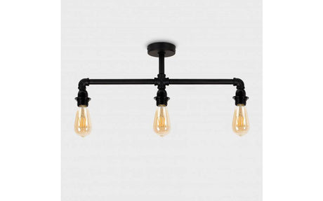 Luiggi Matt Black Steam Punk 3 Way Bar Ceiling Light - Comet Lighting