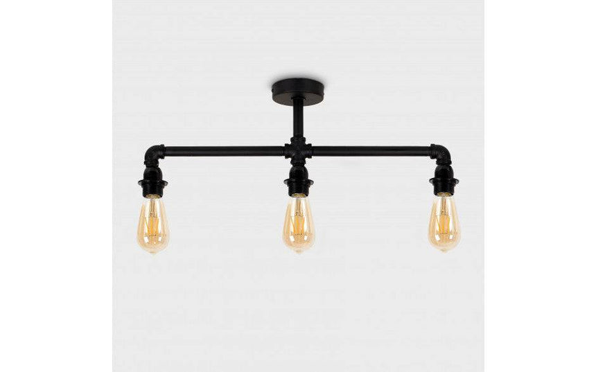 Luiggi Matt Black Steam Punk 3 Way Bar Ceiling Light - Comet Lighting