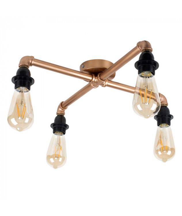 Luiggi Steampunk 4 Way Ceiling Light In Copper - Comet Lighting