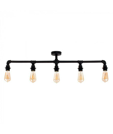 Luiggi Steampunk 5 Way Bar Black Ceiling Light - Comet Lighting