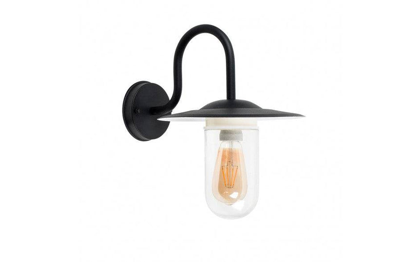 Lynton Black IP44 Outdoor Swan Neck Wall Lantern - Comet Lighting