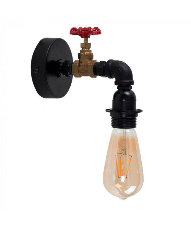 Mario Tap Steampunk Black / Red / Brass Wall Light - Comet Lighting