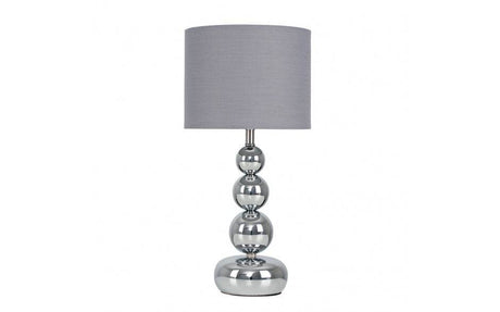 Marissa Chrome Table Lamp Grey Shade - Comet Lighting