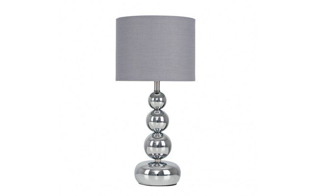 Marissa Chrome Table Lamp Grey Shade - Comet Lighting