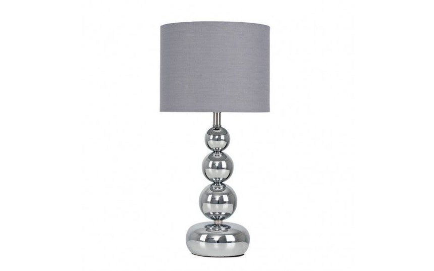 Marissa Chrome Table Lamp Grey Shade - Comet Lighting