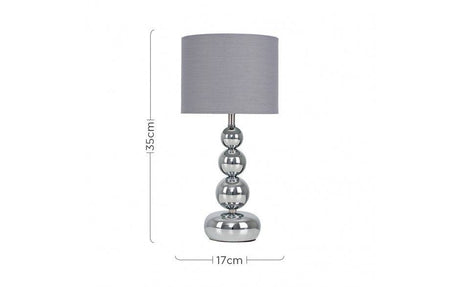 Marissa Chrome Table Lamp Grey Shade - Comet Lighting