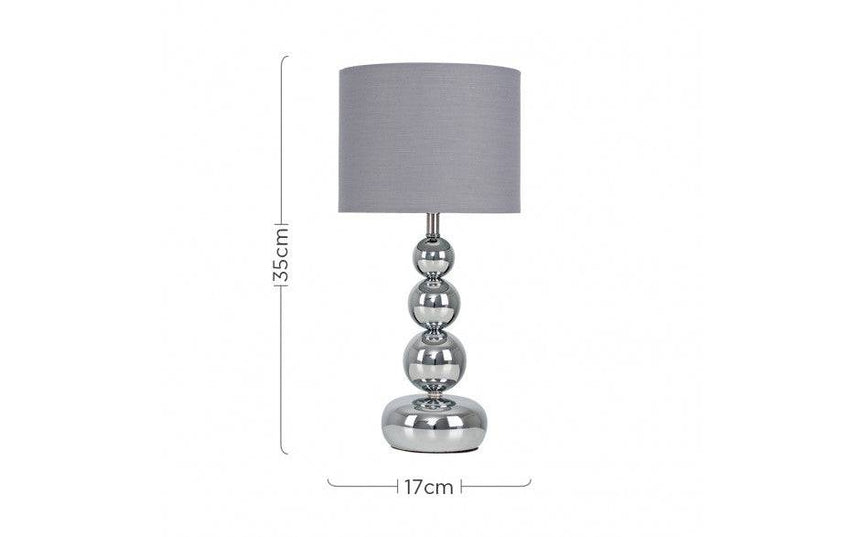 Marissa Chrome Table Lamp Grey Shade - Comet Lighting