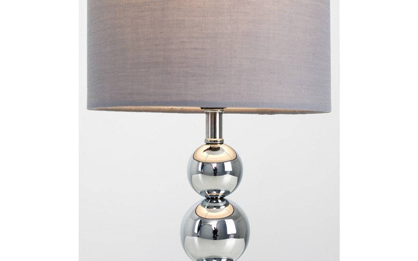 Marissa Chrome Table Lamp Grey Shade - Comet Lighting