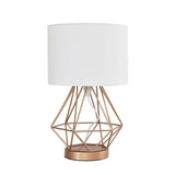 Melrose Geometric Copper Touch Table Lamp with White Shade - Comet Lighting