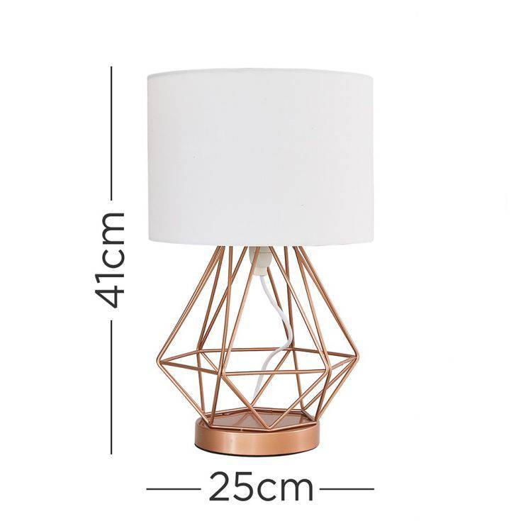 Melrose Geometric Copper Touch Table Lamp with White Shade - Comet Lighting