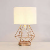 Melrose Geometric Copper Touch Table Lamp with White Shade - Comet Lighting