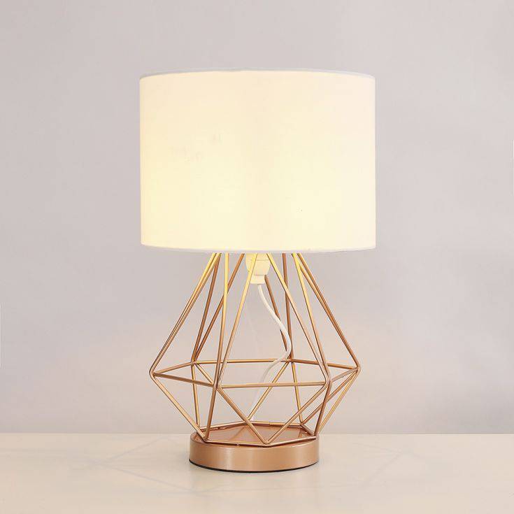 Melrose Geometric Copper Touch Table Lamp with White Shade - Comet Lighting