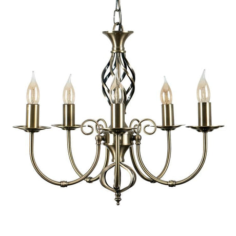 Memphis Twist Brass 5 Way Celling Light - Comet Lighting