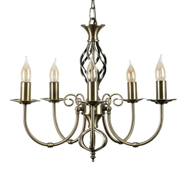 Memphis Twist Brass 5 Way Celling Light - Comet Lighting