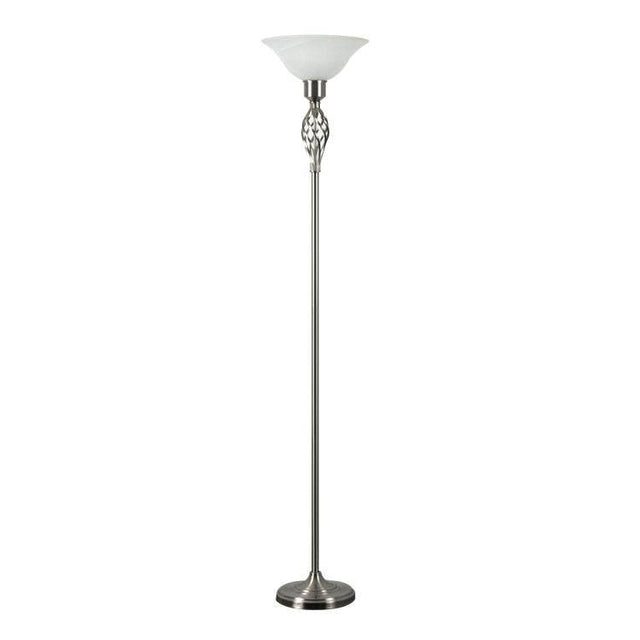 Memphis Twist Nickel Uplighter Floor Lamp - Comet Lighting