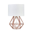 Mini Angus Geometric Copper Base Table Lamp White Shade - Comet Lighting